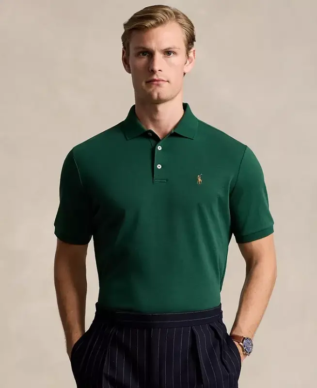 Men's Classic Fit Soft Cotton Polo Shirt - Vintage Pine - POLO RALPH LAUREN