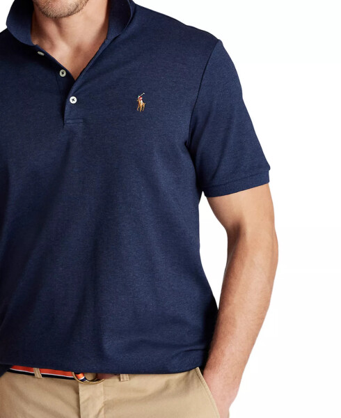 Men's Classic Fit Soft Cotton Polo Spring Navy Blue Heather - 3