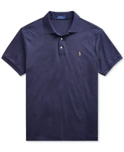 Men's Classic Fit Soft Cotton Polo-Spring Navy Blue Heather 