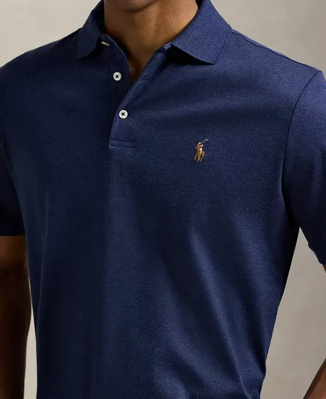 Men's Classic Fit Soft Cotton Polo-Spring Navy Blue Heather - 3
