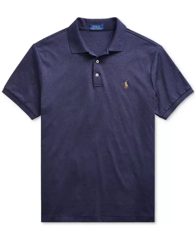 Men's Classic Fit Soft Cotton Polo-Spring Navy Blue Heather - 5