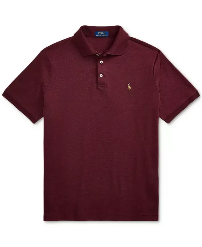 Men's Classic Fit Soft Cotton Polo - Spring Wine Heather - 4