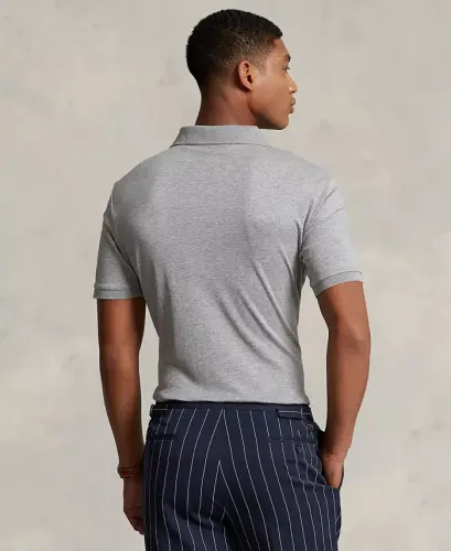 Men's Classic Fit Soft Cotton Polo-Steel Heather - 2