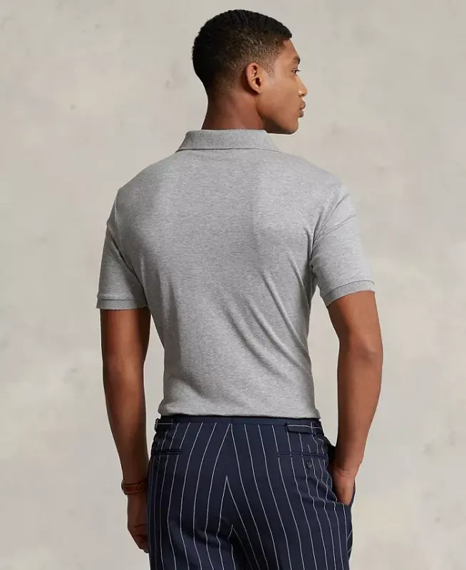 Men's Classic Fit Soft Cotton Polo-Steel Heather - 2
