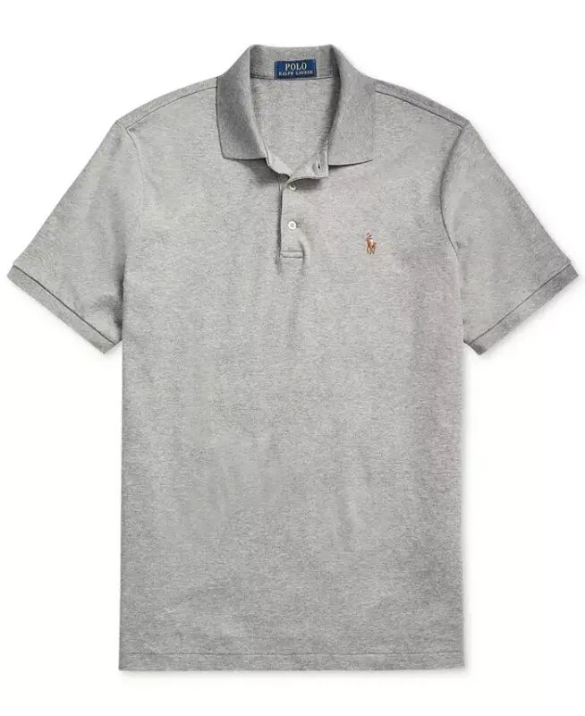 Men's Classic Fit Soft Cotton Polo-Steel Heather - 5