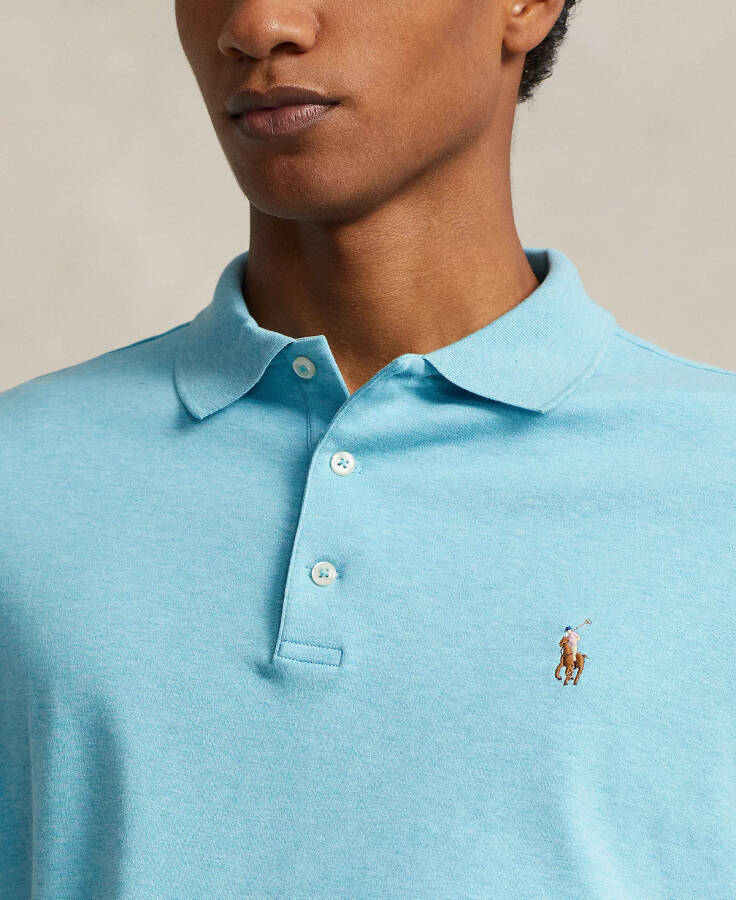 Men's Classic Fit Soft Cotton Polo Turquoise Nova Heather - 3