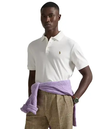 Men's Classic Fit Soft Cotton Polo-White 