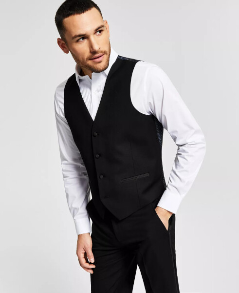 Men's Classic-Fit Stretch Black Tuxedo Vest, Created for Modazone Black - 1