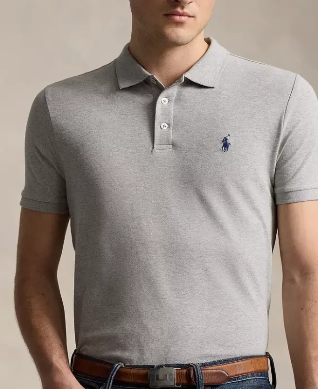 Men's Classic-Fit Stretch Mesh Polo Shirt-Andover Heather - 3