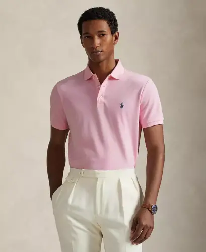 Men's Classic-Fit Mesh Polo Shirt - Carmel Pink 