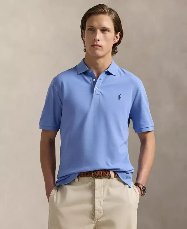 Men's Classic-Fit Mesh Polo Shirt - Fall Blue - 1