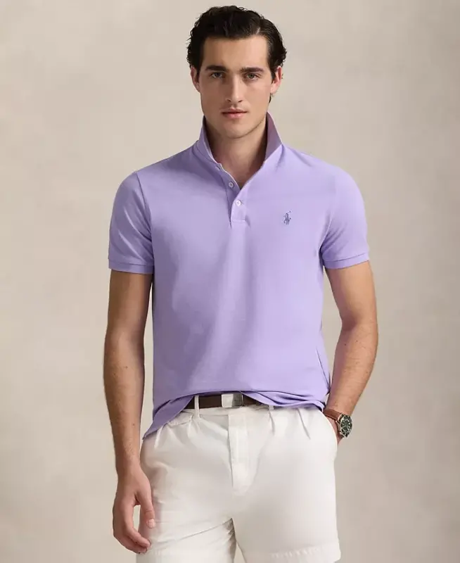 Men's Classic-Fit Mesh Polo Shirt - Powder Purple - 1