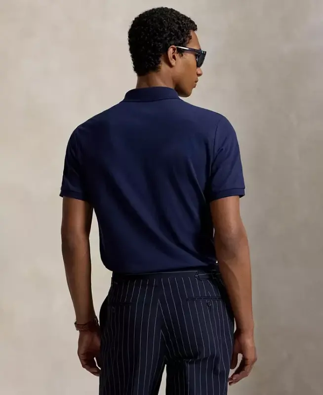 Men's Classic-Fit Stretch Mesh Polo Shirt - Refined Navy/Smoke - 4