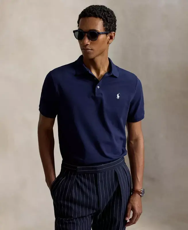 Men's Classic-Fit Stretch Mesh Polo Shirt - Refined Navy/Smoke - POLO RALPH LAUREN