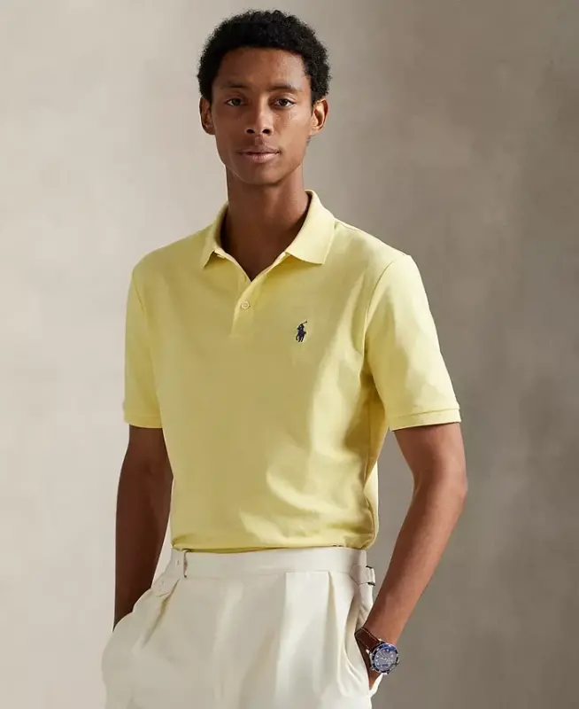 Men's Classic-Fit Stretch Mesh Polo Shirt-Wicket Yellow - 1