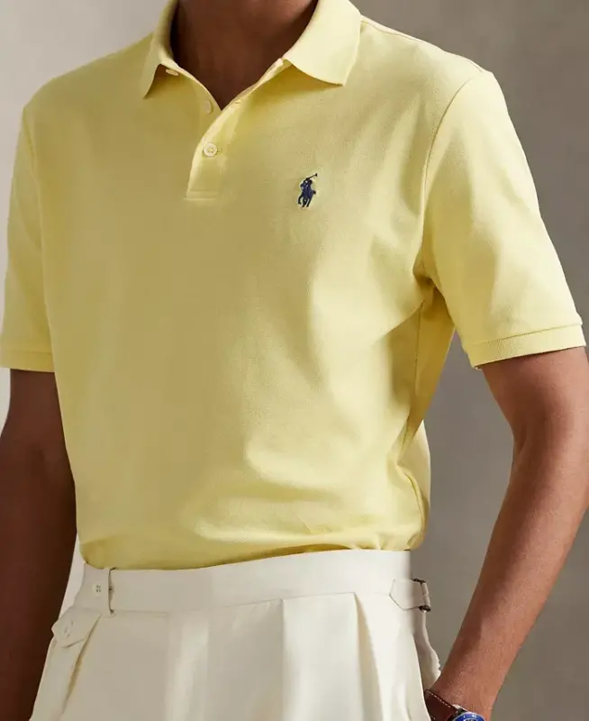 Men's Classic-Fit Stretch Mesh Polo Shirt-Wicket Yellow - 4