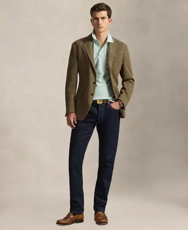 Men's Classic-Fit Stretch Oxford Mesh Polo - Faded Mint/White - 2