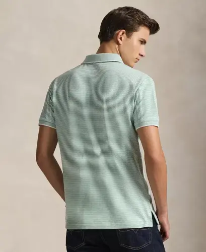Men's Classic-Fit Stretch Oxford Mesh Polo - Faded Mint/White - 4