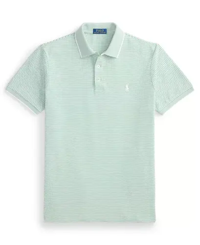 Men's Classic-Fit Stretch Oxford Mesh Polo - Faded Mint/White - 5