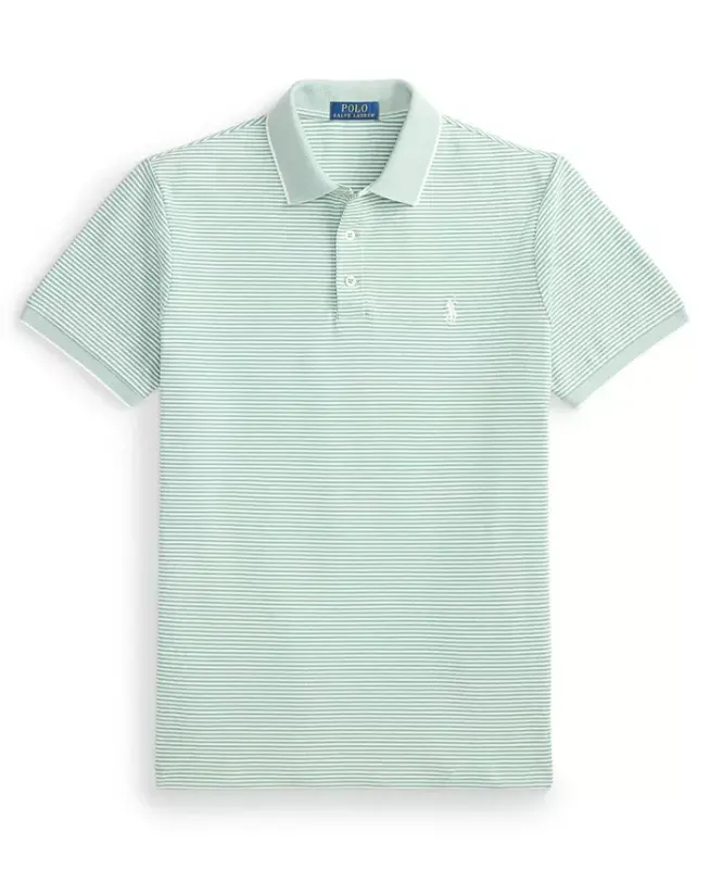 Men's Classic-Fit Stretch Oxford Mesh Polo - Faded Mint/White - 5