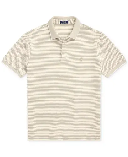 Men's Classic-Fit Stretch Oxford Mesh Polo Shirt - Khaki/White - 5
