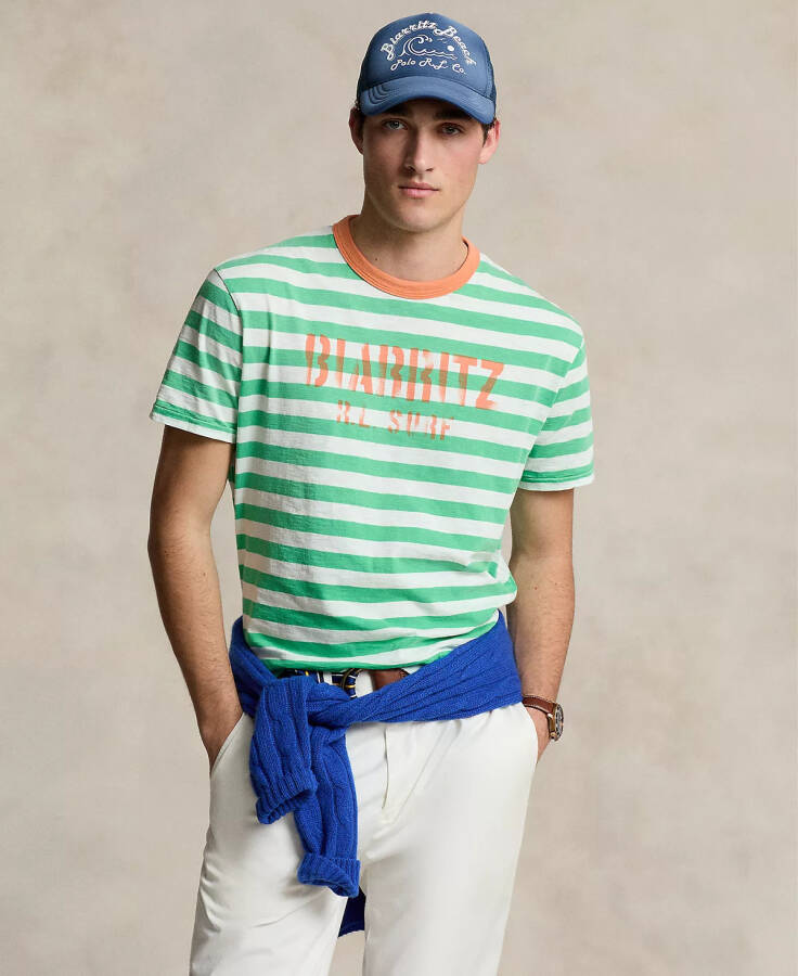 Men's Classic-Fit Striped Jersey T-Shirt Summer Emerald Multi - 1