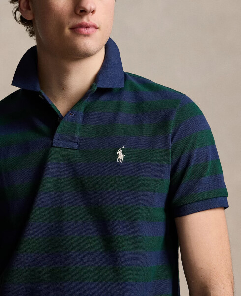 Men's Classic-Fit Striped Mesh Polo Shirt Moss Agate/spring Navy - 3