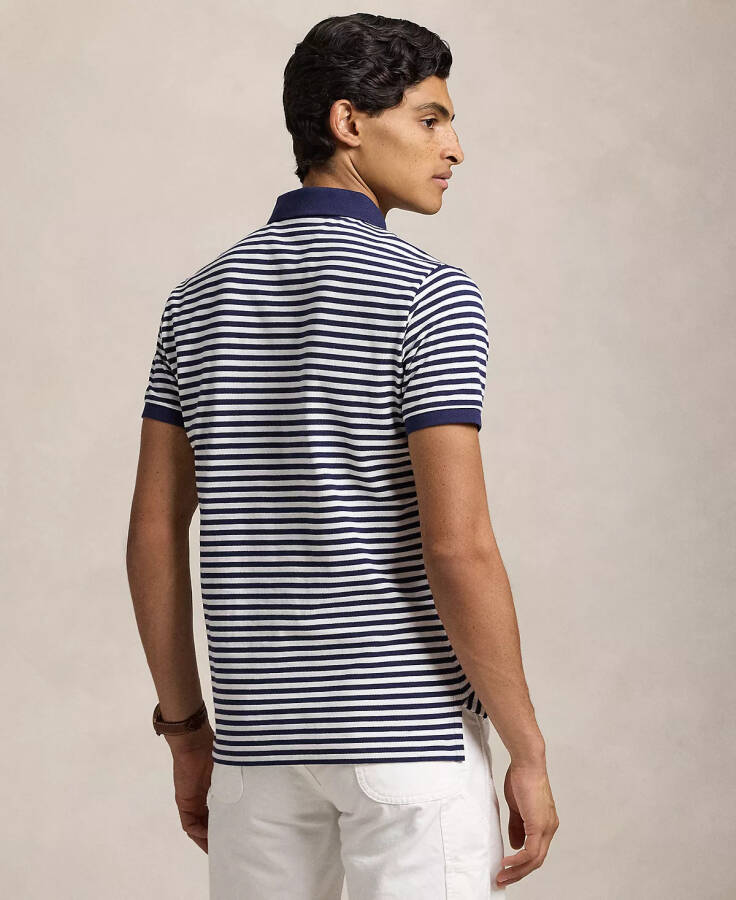 Men's Classic-Fit Striped Mesh Polo Shirt White - 2