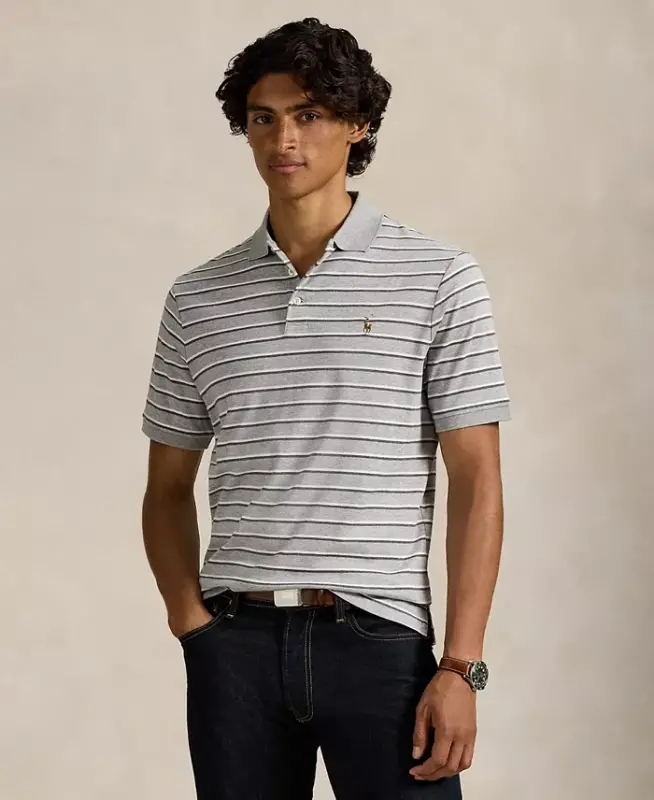 Men's Classic-Fit Striped Soft Cotton Polo - Andover Heather Gray Multi - POLO RALPH LAUREN