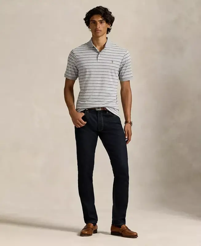 Men's Classic-Fit Striped Soft Cotton Polo - Andover Heather Gray Multi - 2