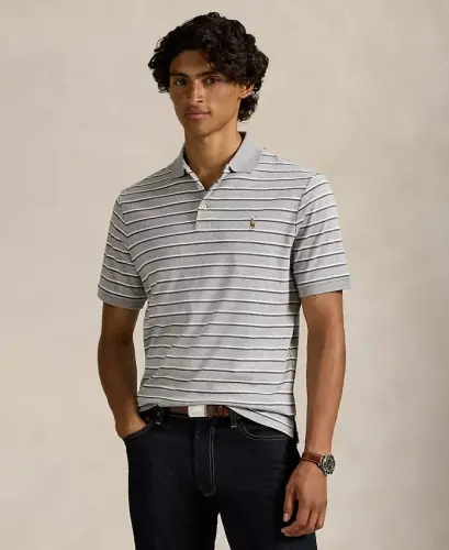 Men's Classic-Fit Striped Soft Cotton Polo - Andover Heather Gray Multi - 1