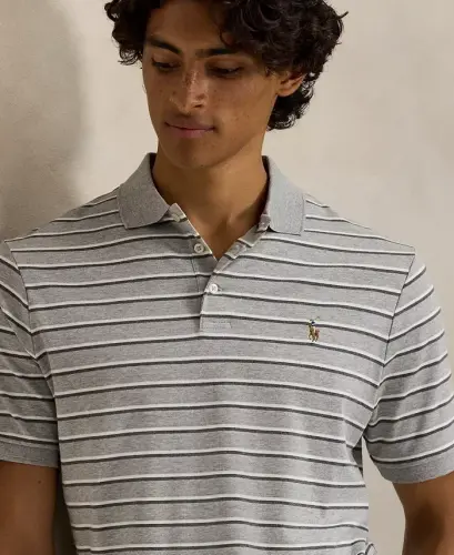 Men's Classic-Fit Striped Soft Cotton Polo - Andover Heather Gray Multi - 3