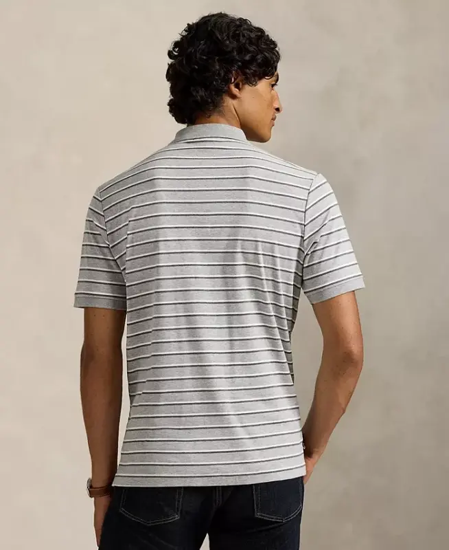 Men's Classic-Fit Striped Soft Cotton Polo - Andover Heather Gray Multi - 4