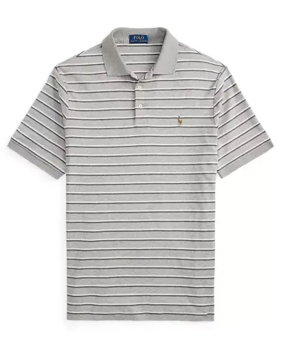 Men's Classic-Fit Striped Soft Cotton Polo - Andover Heather Gray Multi - 5