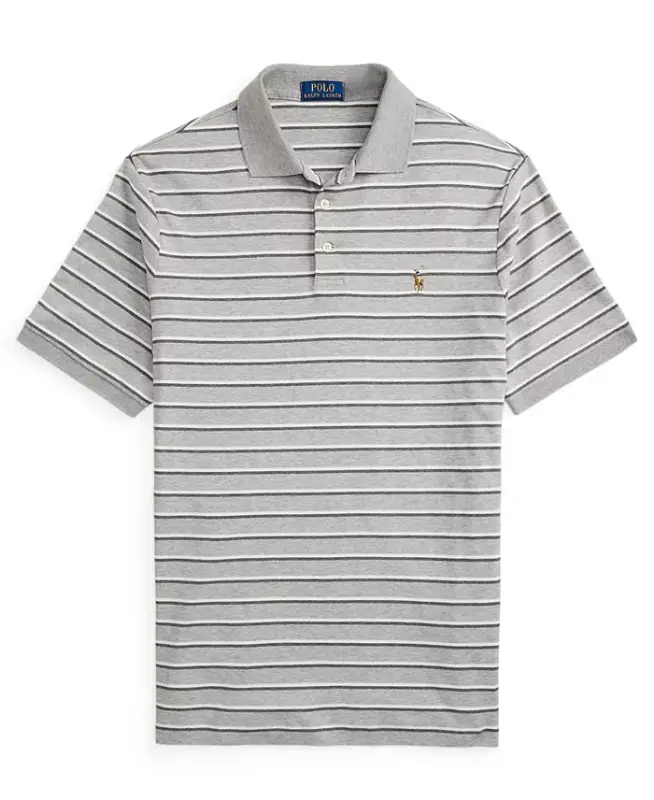 Men's Classic-Fit Striped Soft Cotton Polo - Andover Heather Gray Multi - 5