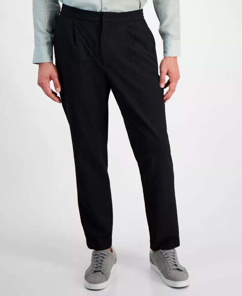 Men's Classic-Fit Textured Seersucker Suit Pants, Created for Modazone Deep Black - 1