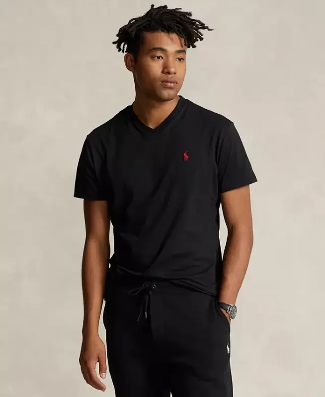 Men's Classic-Fit V Neck T-Shirt-Black - 1