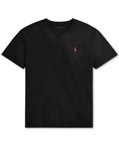 Men's Classic-Fit V Neck T-Shirt-Black - 5