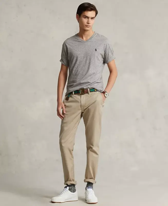 Men's Classic-Fit V Neck T-Shirt-Dark Grey Heather - 2