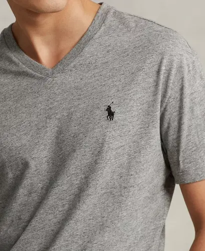 Men's Classic-Fit V Neck T-Shirt-Dark Grey Heather - 3