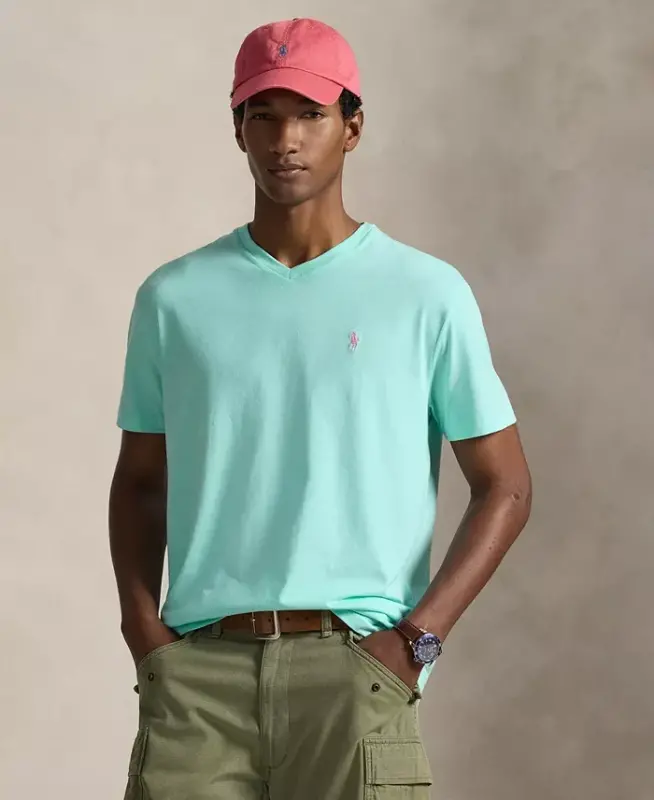 Men's Classic-Fit V-Neck T-Shirt - New Aqua - 1