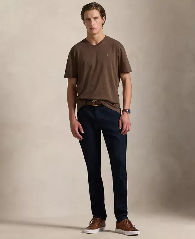 Men's Classic-Fit V-Neck T-Shirt - Nutmeg Brown Heather - 2