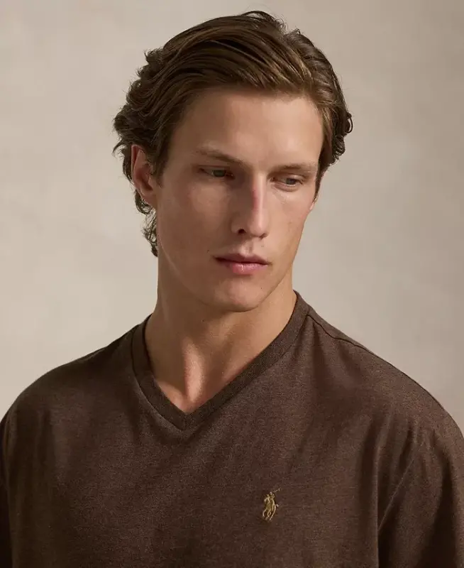 Men's Classic-Fit V-Neck T-Shirt - Nutmeg Brown Heather - 3