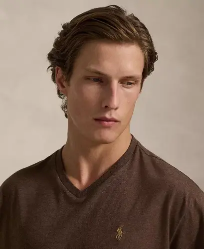 Men's Classic-Fit V-Neck T-Shirt - Nutmeg Brown Heather - 6