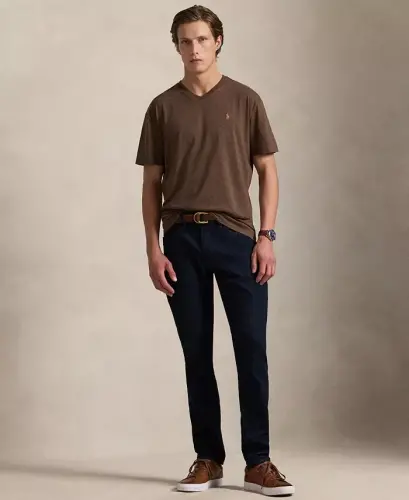 Men's Classic-Fit V-Neck T-Shirt - Nutmeg Brown Heather - 7