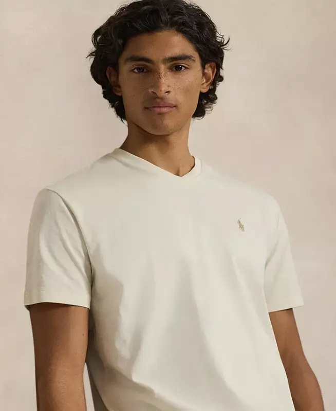Men's Classic-Fit V-Neck T-Shirt - ParcModazoneent Cream - 3