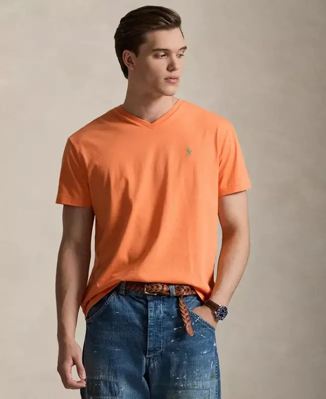 Men's Classic-Fit V-Neck T-Shirt - Pompano Orange - 1