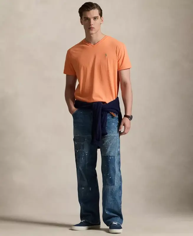 Men's Classic-Fit V-Neck T-Shirt - Pompano Orange - 2