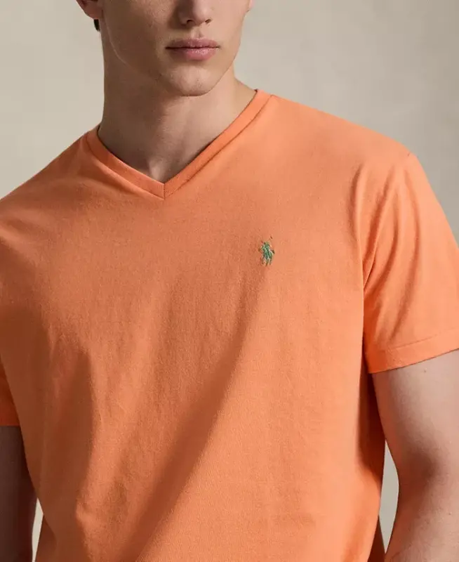 Men's Classic-Fit V-Neck T-Shirt - Pompano Orange - 3