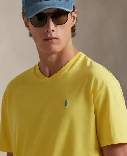 Men's Classic-Fit V-Neck T-Shirt - Sunfish Yellow - 3